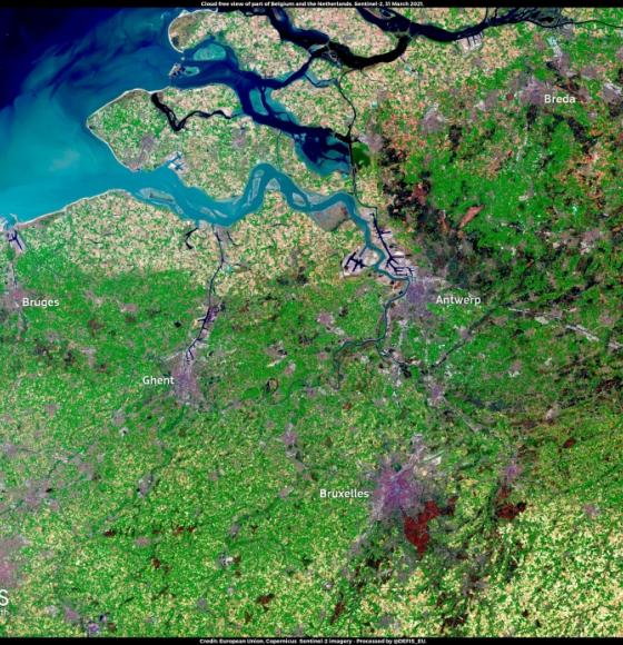 Cloudless view of a part of Belgium and the Netherlands