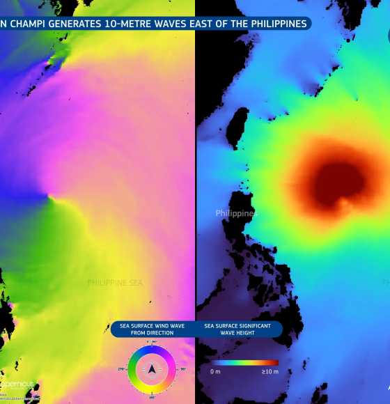 Super Typhoon Champi whips up 10-metre waves east of the Philippines