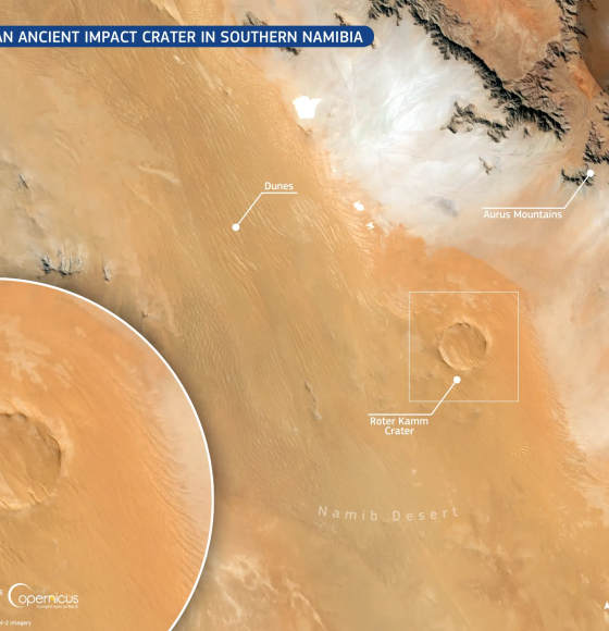 Ancient impact crater stands out among Namibia’s dunes