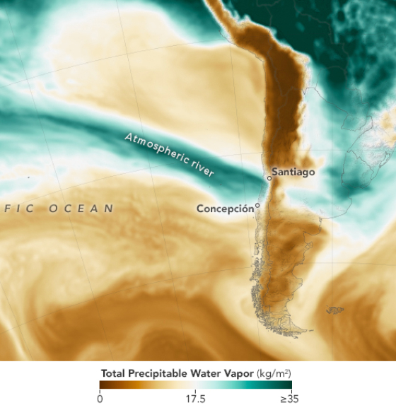 Atmospheric Rivers Swamp Central Chile