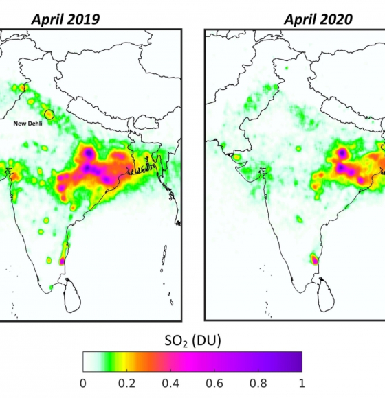 Sulphur dioxide concentrations drop over India during COVID-19
