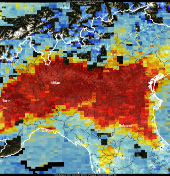Air quality in northern Italy on 15 October 2021