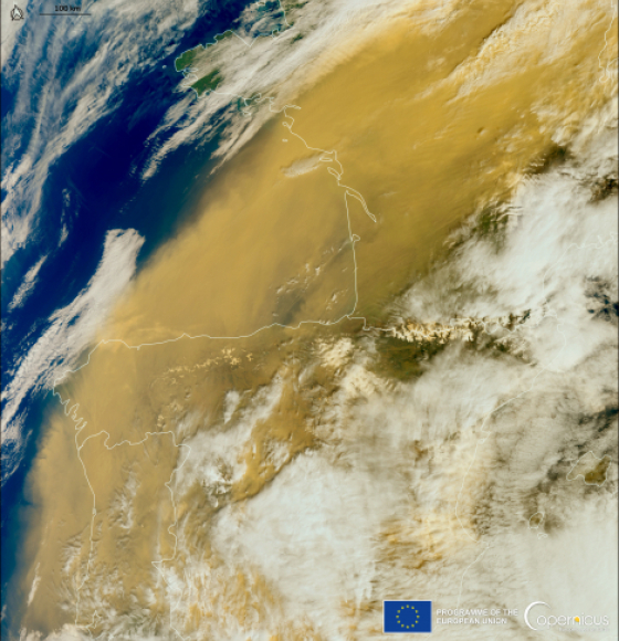 Massive Saharan Dust storm affecting western Europe
