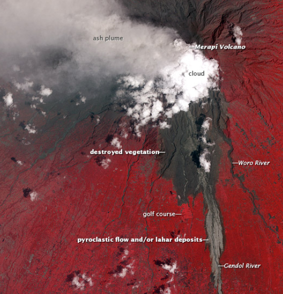 Uitbarsting van de Merapi in Indonesië