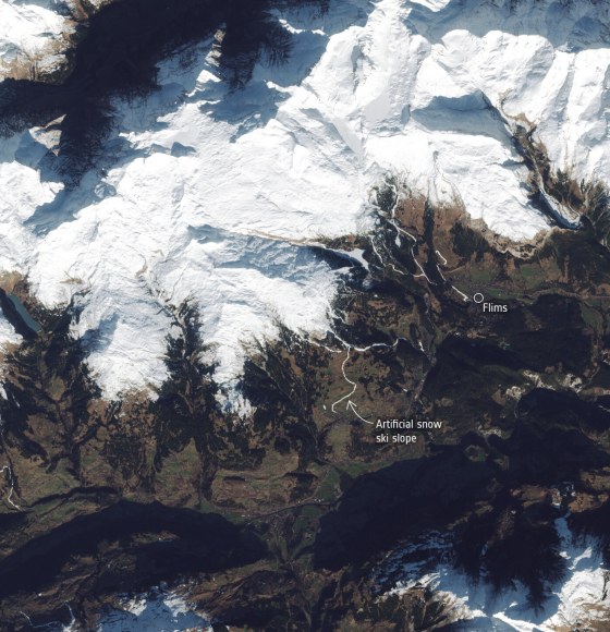 Snowless ski slopes from space