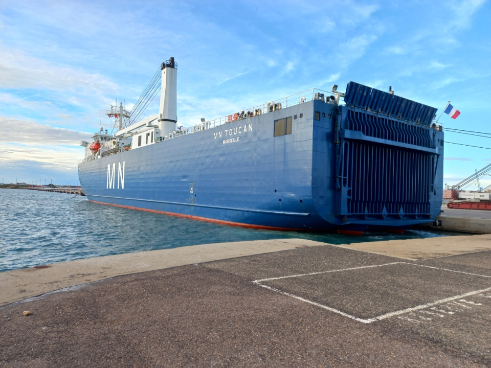 The satellite along with 10 large containers of support equipment were loaded onto the MN Toucan cargo ship and set off from the port at Fos-sur-Mer, which is close to Marseille, on 29 September 2022.