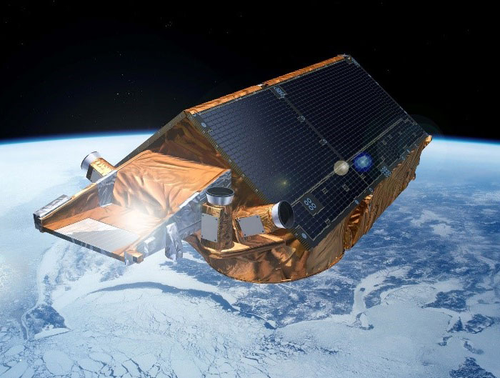 An artist’s impression of CryoSat, part of ESA’s Earth Explorers programme.