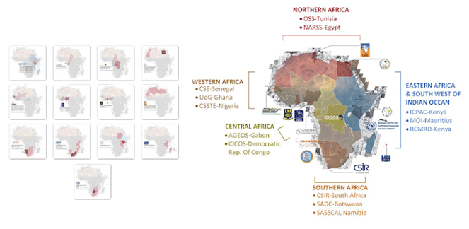 The 13 GMES & Africa consortia and their geographical extension
