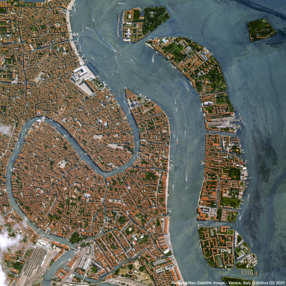 Venice, Italy as seen by Pléiades NEO. Click here to view the image at full resolution.