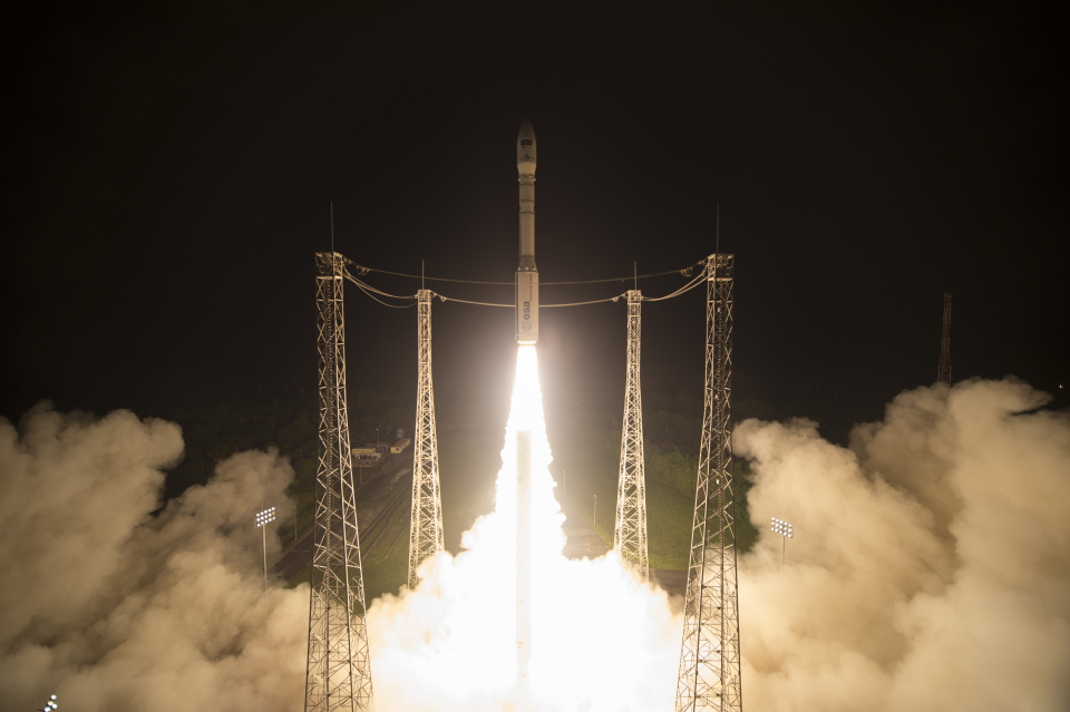 Liftoff of Sentinel-2B on a Vega launcher from Europe’s Spaceport in French Guiana at 01:49 GMT (02:49 CET) on 7 March 2017.